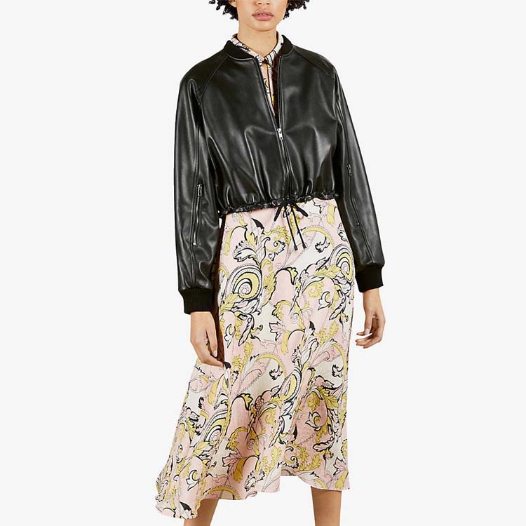 Women’s Black Genuine Leather Bomber Jacket 3A MOTO LEATHER