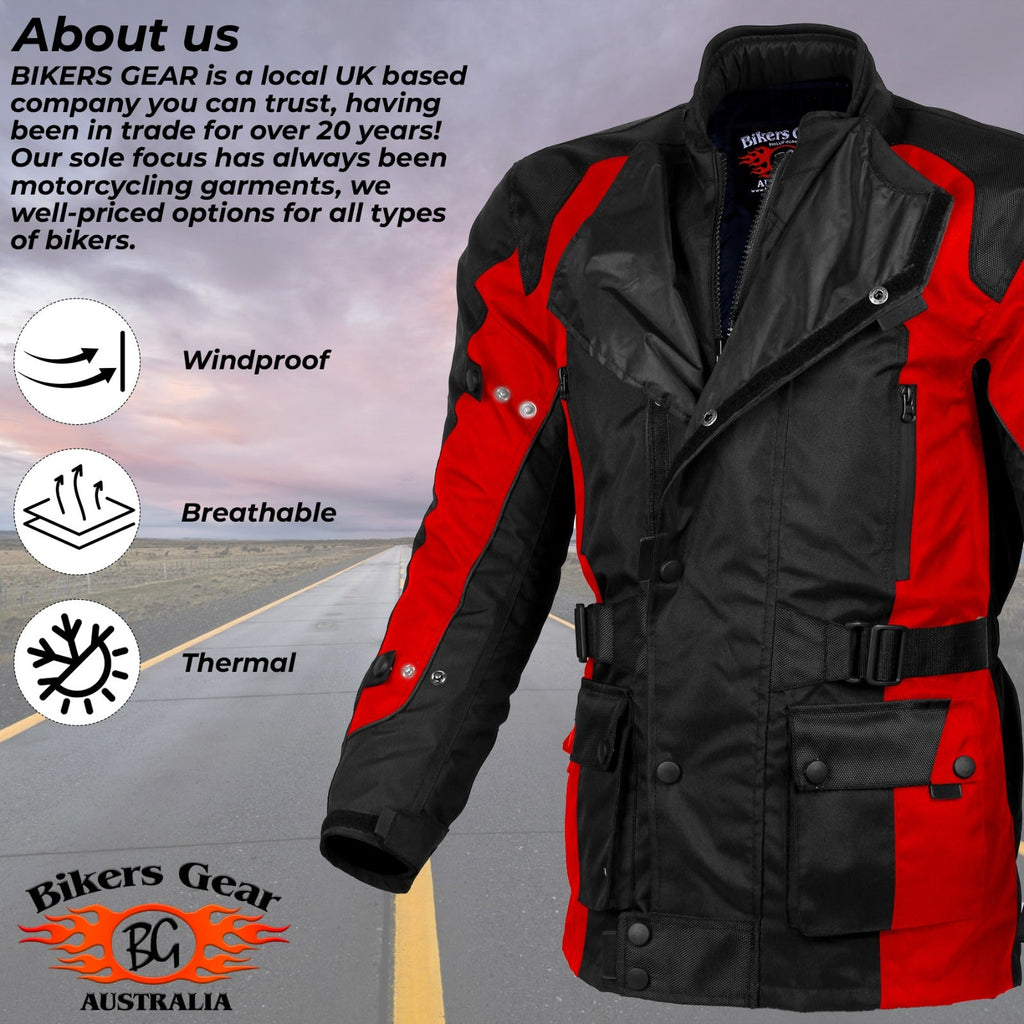 BGA Avalanche Water Resistant Textile Jacket Red Black