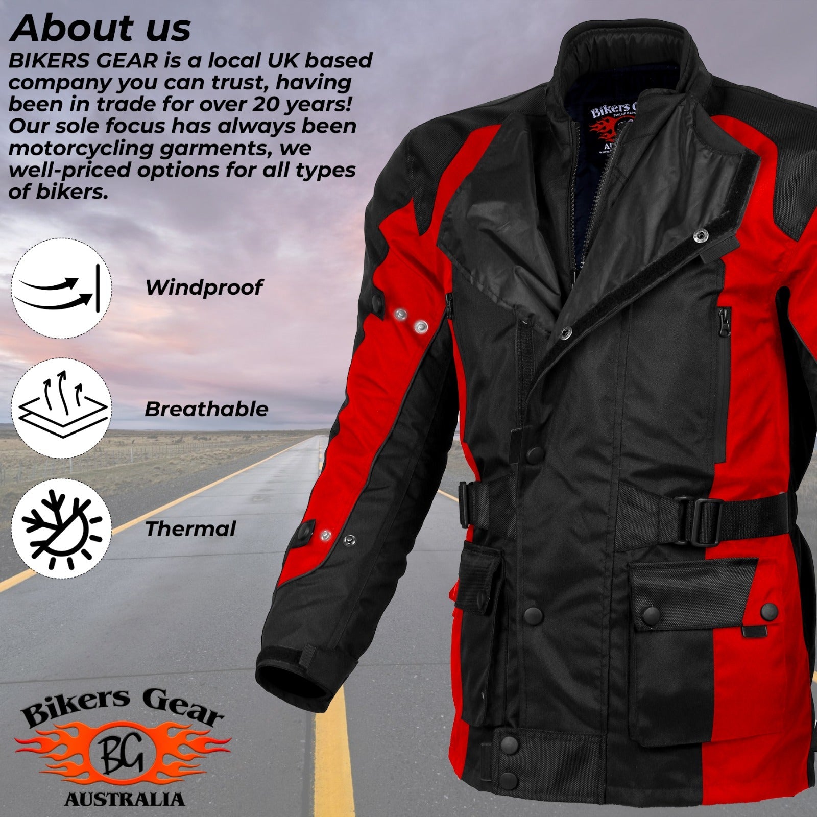 BGA Avalanche Water Resistant Textile Jacket Red Black
