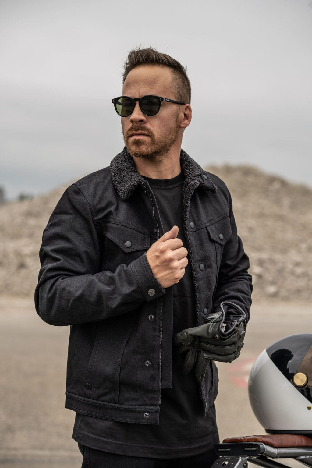 HUSKY JACKET BLACK – Sherpa Trucker Motorcycle Jacket Unisex Pando Moto