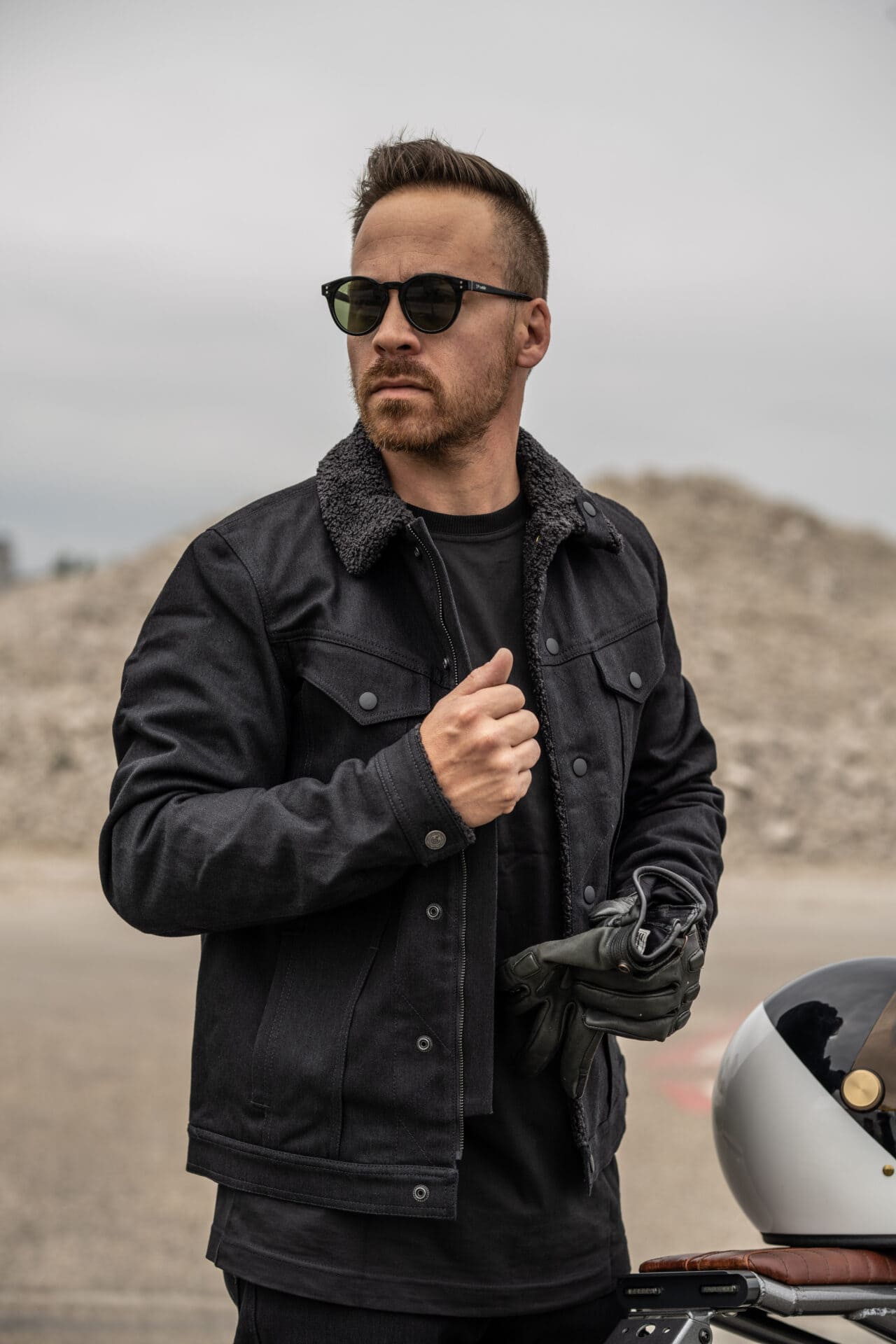 HUSKY JACKET BLACK – Sherpa Trucker Motorcycle Jacket Unisex Pando Moto