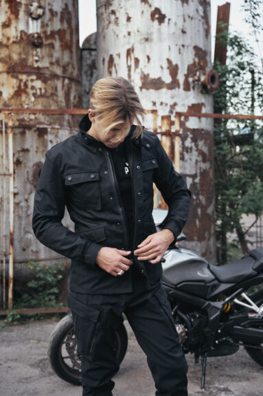 M65 WP JACKET BLACK - Slim-Fit Waterproof Motorcycle Jacket Pando Moto