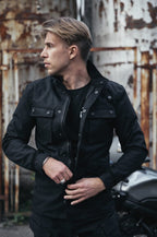 M65 WP JACKET BLACK - Slim-Fit Waterproof Motorcycle Jacket Pando Moto