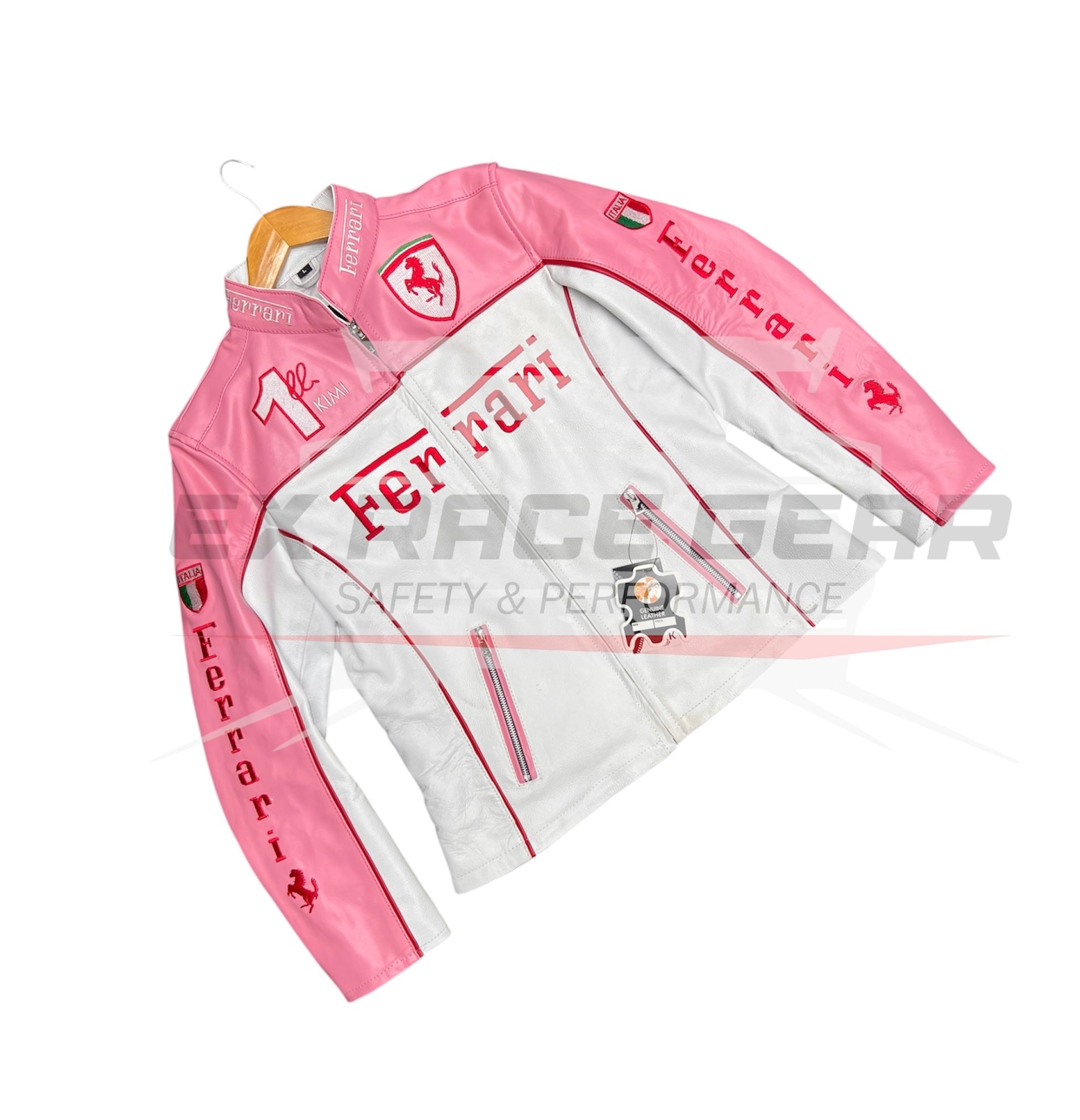Ferrari Pink Leather F1 Racing Jacket – Vintage Edition Ex Race Gear