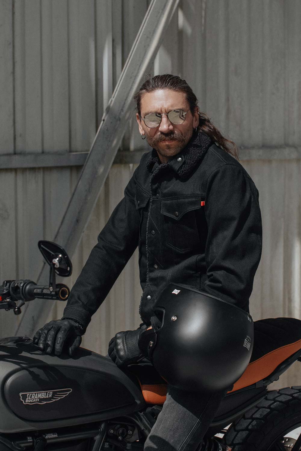 HUSKY JACKET BLACK – Sherpa Trucker Motorcycle Jacket Unisex Pando Moto