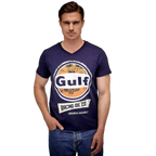 GrandPrix Originals Men's Gulf Vintage Racing Oil V-Neck T-Shirt - Navy GrandPrix Originals USA