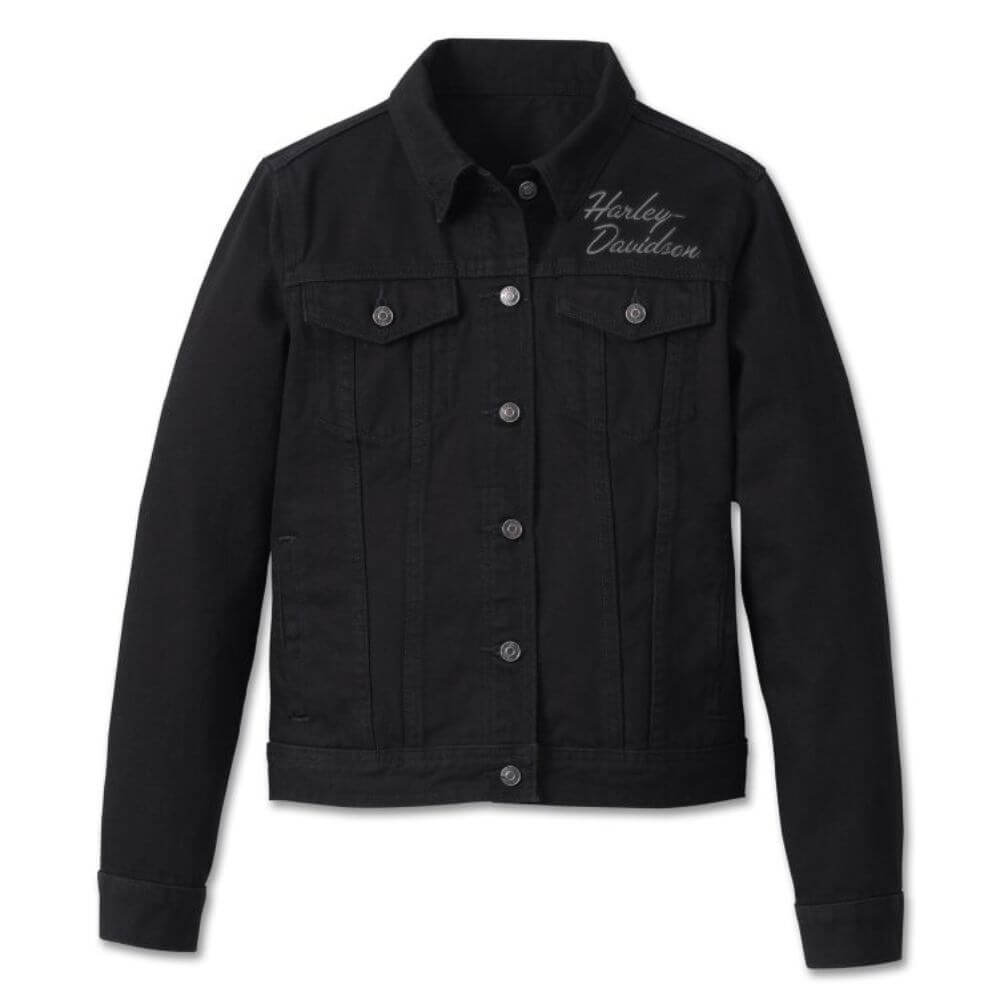 Harley-Davidson Women's Essential Bar & Shield Denim Jacket - Black Denim Harley-Davidson