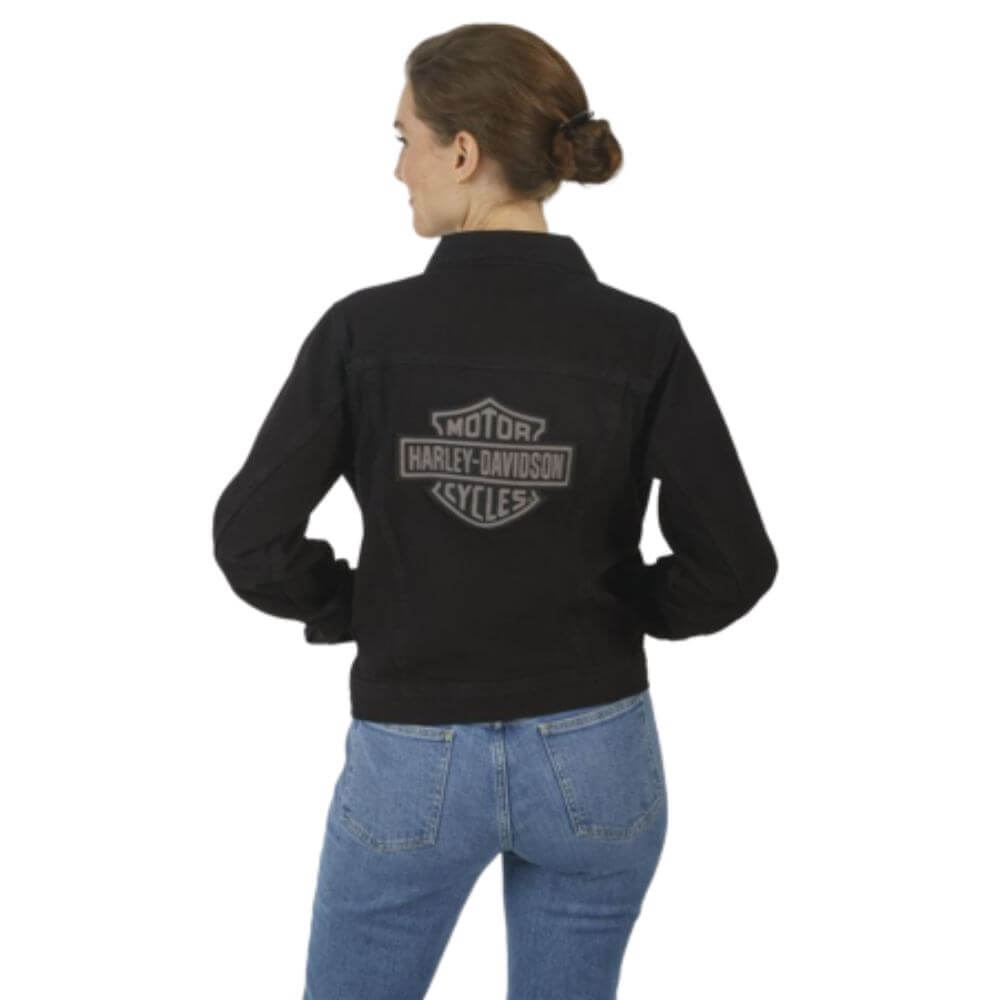 Harley-Davidson Women's Essential Bar & Shield Denim Jacket - Black Denim Harley-Davidson