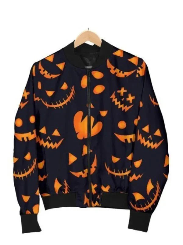 Halloween Pumpkins Pattern Black Jacket – Spooky Seasonal Streetwear Endless Racegear