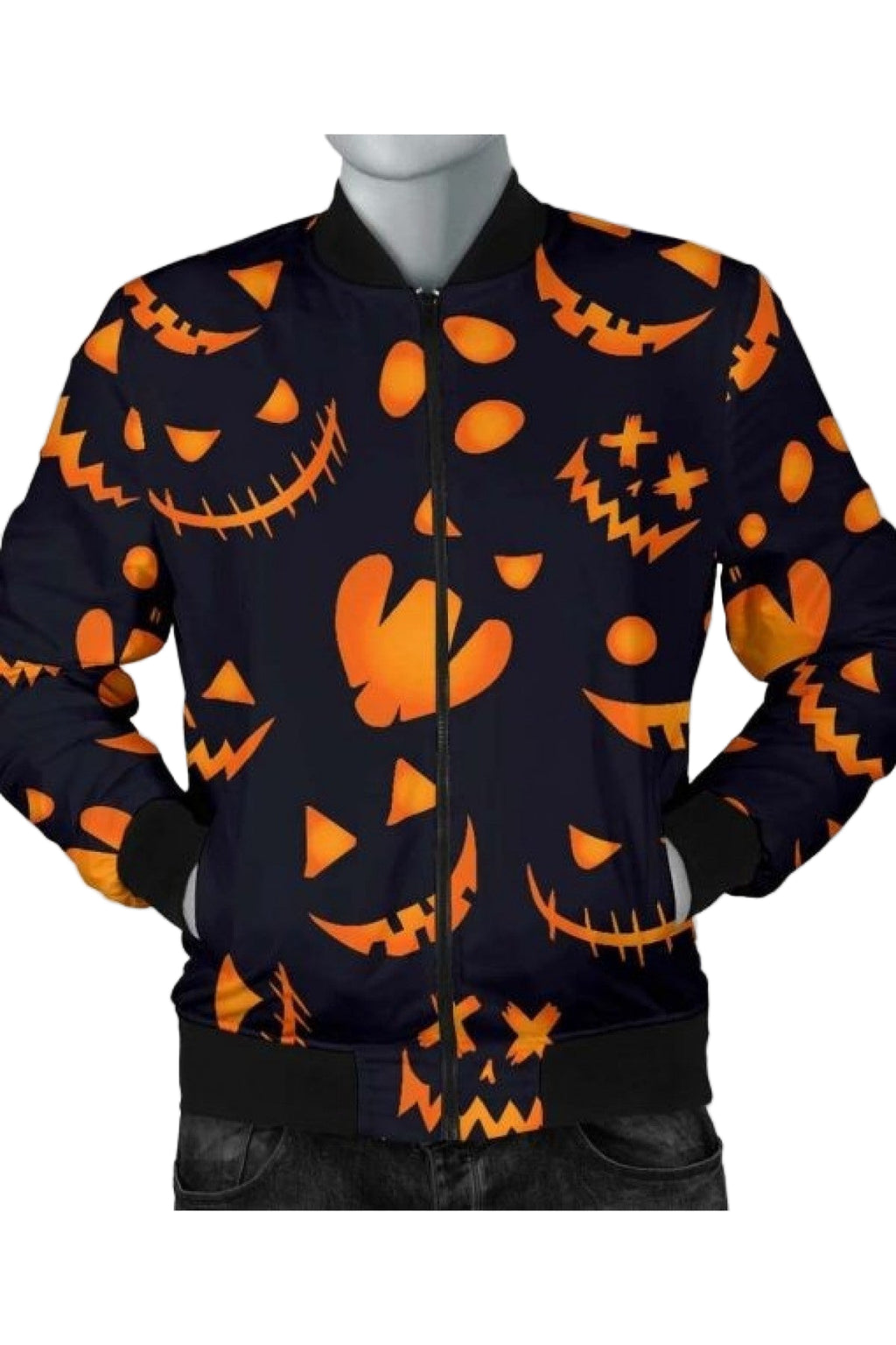 Halloween Pumpkins Pattern Black Jacket – Spooky Seasonal Streetwear Endless Racegear
