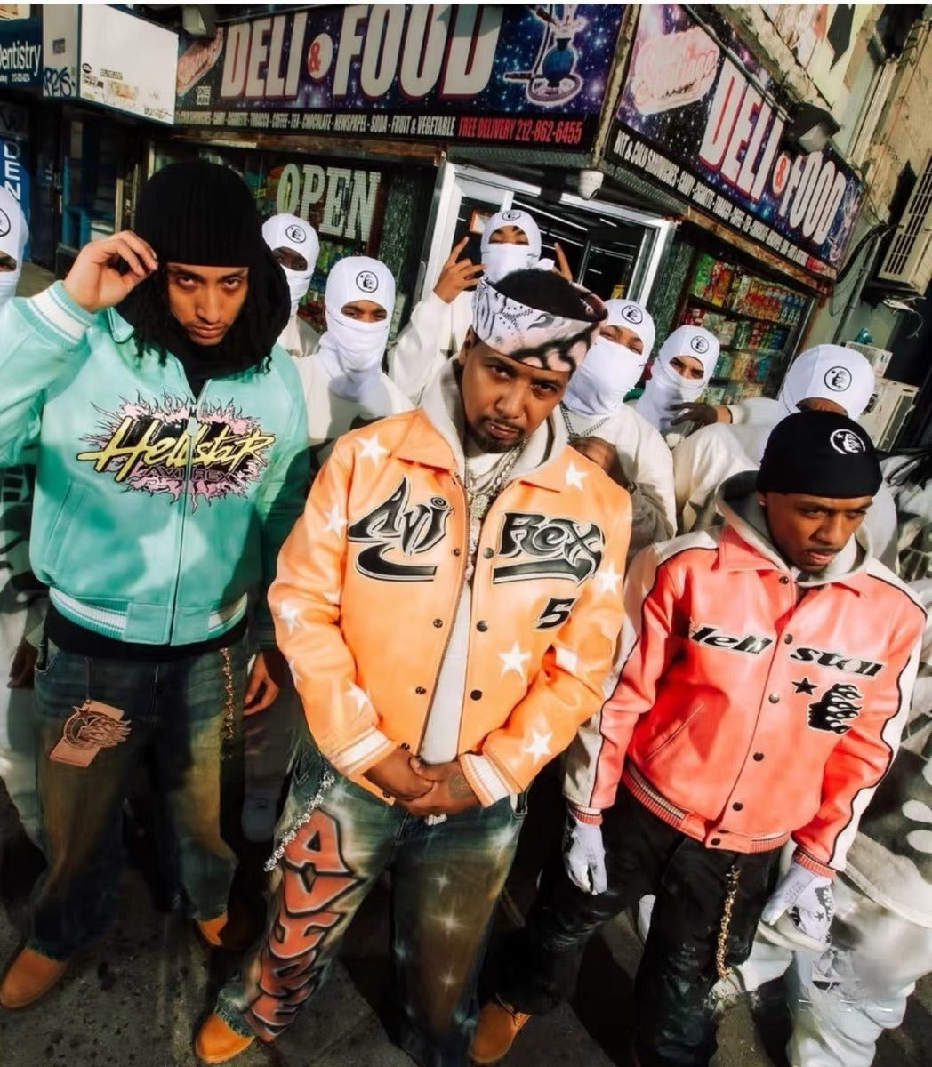 Hellstar x Avirex Leather Vintage Racing Jacket Ex Race Gear