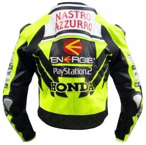 Mens Green Honda Nastro Motorcycle Racing Leather Jacket 3A MOTO LEATHER