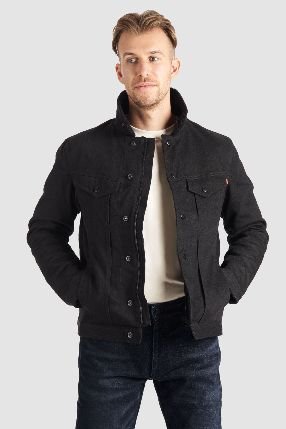 HUSKY JACKET BLACK – Sherpa Trucker Motorcycle Jacket Unisex Pando Moto