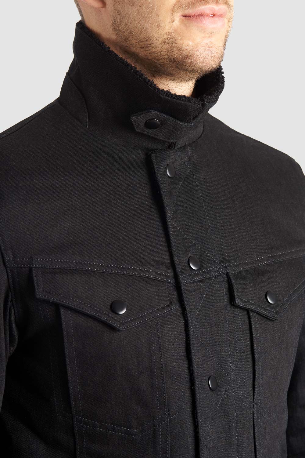 HUSKY JACKET BLACK – Sherpa Trucker Motorcycle Jacket Unisex Pando Moto