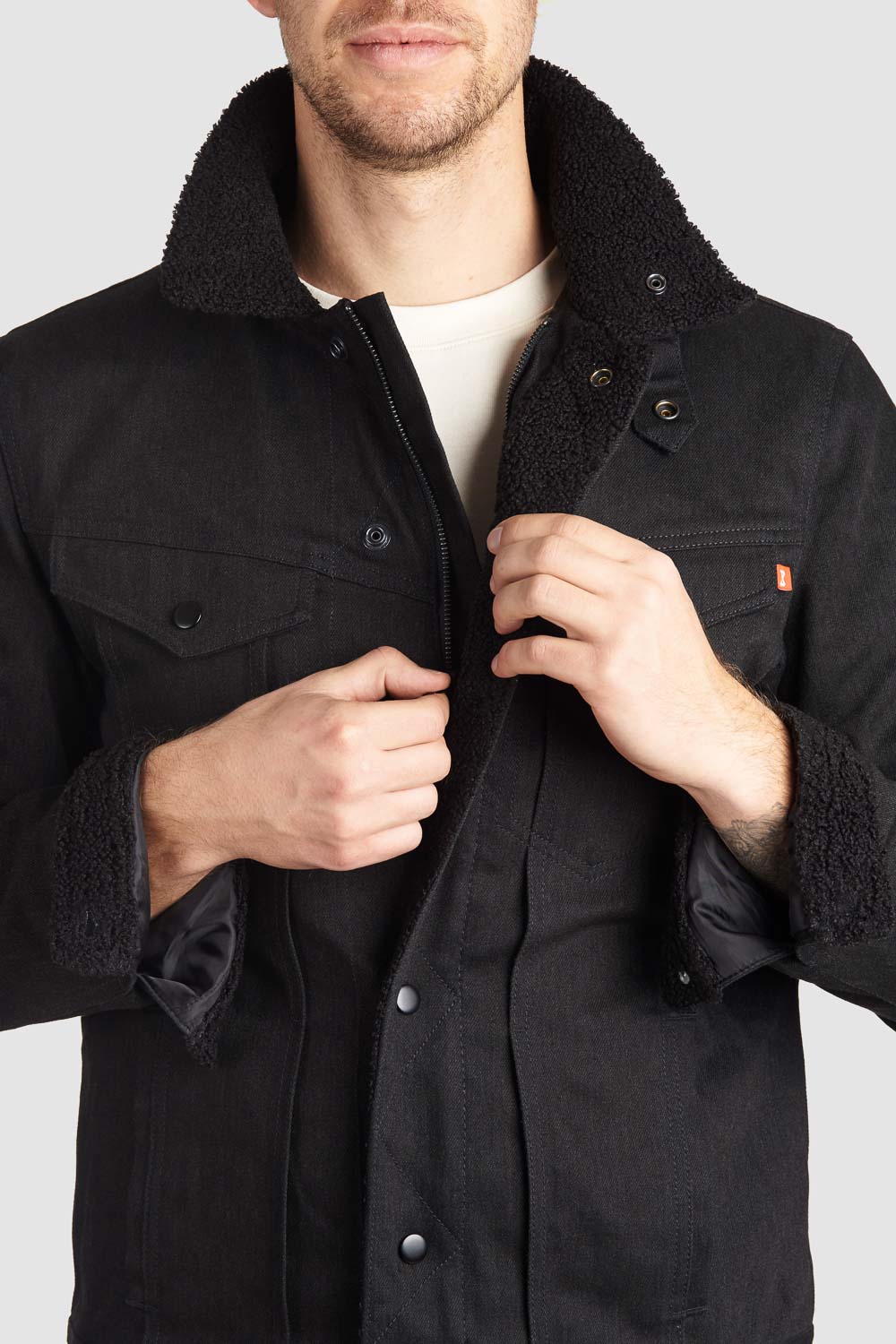 HUSKY JACKET BLACK – Sherpa Trucker Motorcycle Jacket Unisex Pando Moto