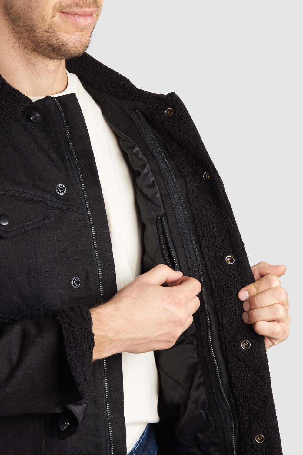 HUSKY JACKET BLACK – Sherpa Trucker Motorcycle Jacket Unisex Pando Moto