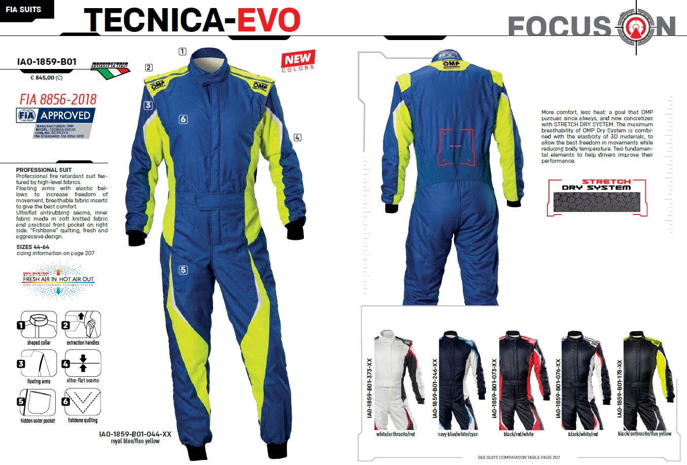 2025 OMP Tecnica Evo Race Suit Fireproof Overalls FIA 8856-2018 Racing OMP