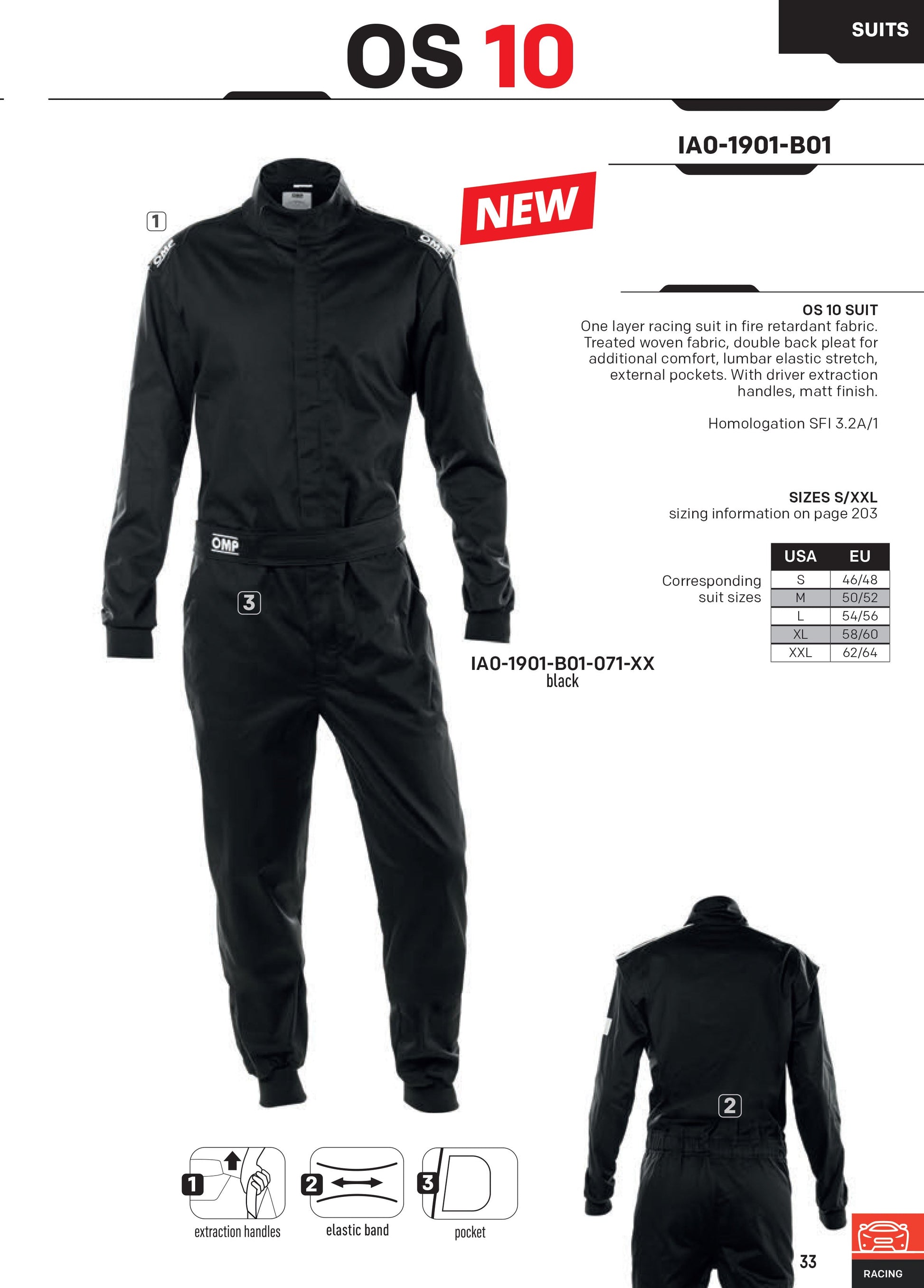 OMP OS10 Sport Fireproof Overalls Race Suit Mechanic Pitcrew SFI Homologated OMP
