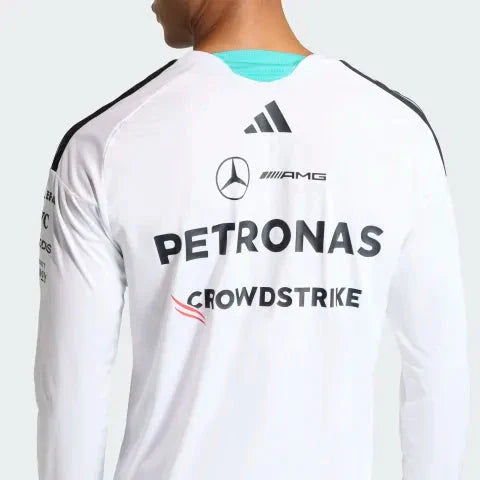 Mercedes - AMG Petronas Formula One 2026 Men's Team Long Sleeve Jersey T-Shirt - Black/White Mercedes AMG Petronas