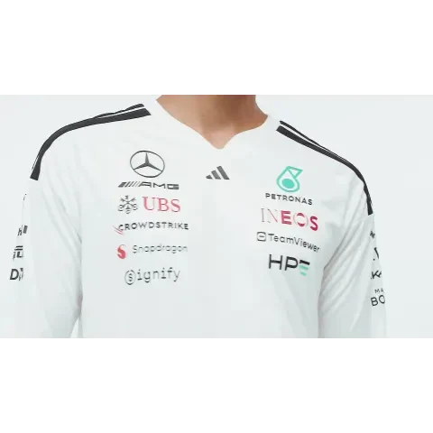 Mercedes - AMG Petronas Formula One 2026 Men's Team Long Sleeve Jersey T-Shirt - Black/White Mercedes AMG Petronas
