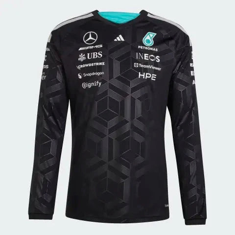 Mercedes - AMG Petronas Formula One 2026 Men's Team Long Sleeve Jersey T-Shirt - Black/White T-shirts Mercedes AMG Petronas XS Black 