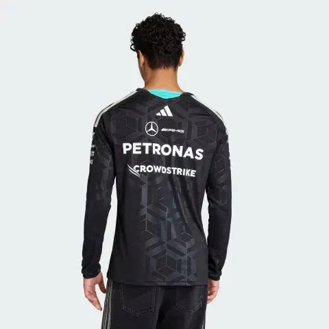 Mercedes - AMG Petronas Formula One 2026 Men's Team Long Sleeve Jersey T-Shirt - Black/White Mercedes AMG Petronas