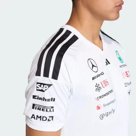 Mercedes - AMG Petronas Formula One 2026 Men's Team Jersey T-Shirt - White/Black Mercedes AMG Petronas