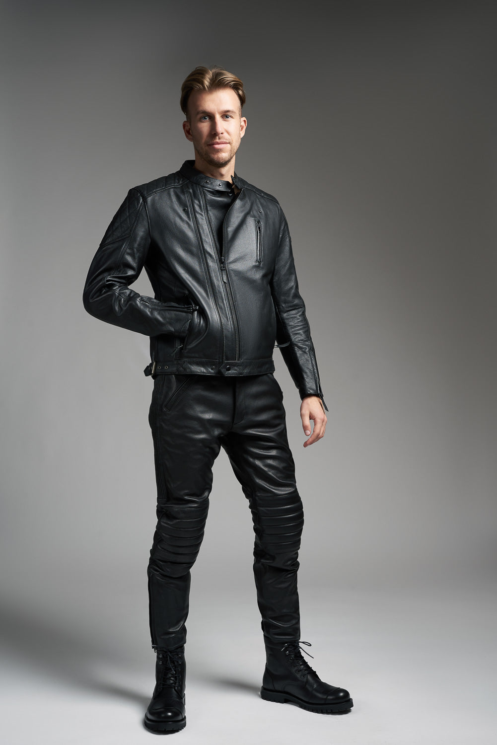 TWIN LEATHER JACKET BLACK - Men’s Leather Motorcycle Jacket Pando Moto