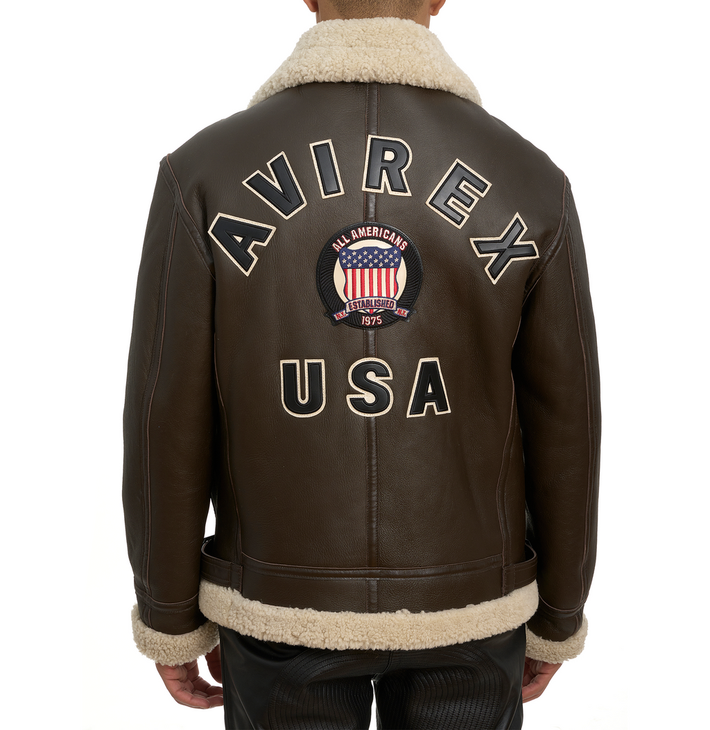 Buy Best Original Winter Avirex B3 Shearling Choclate Leather Jackets For Sale - Endless Racegear