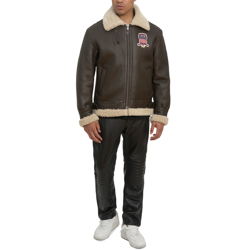 
Buy Best Original Winter Avirex B3 Shearling Choclate Leather Jackets For Sale - Endless Racegear