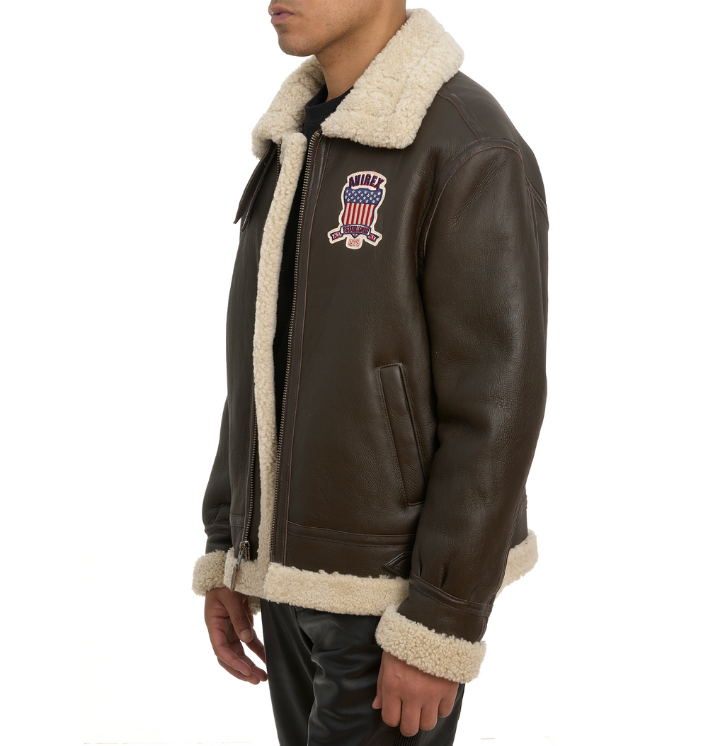Buy Best Original Winter Avirex B3 Shearling Choclate Leather Jackets For Sale - Endless Racegear