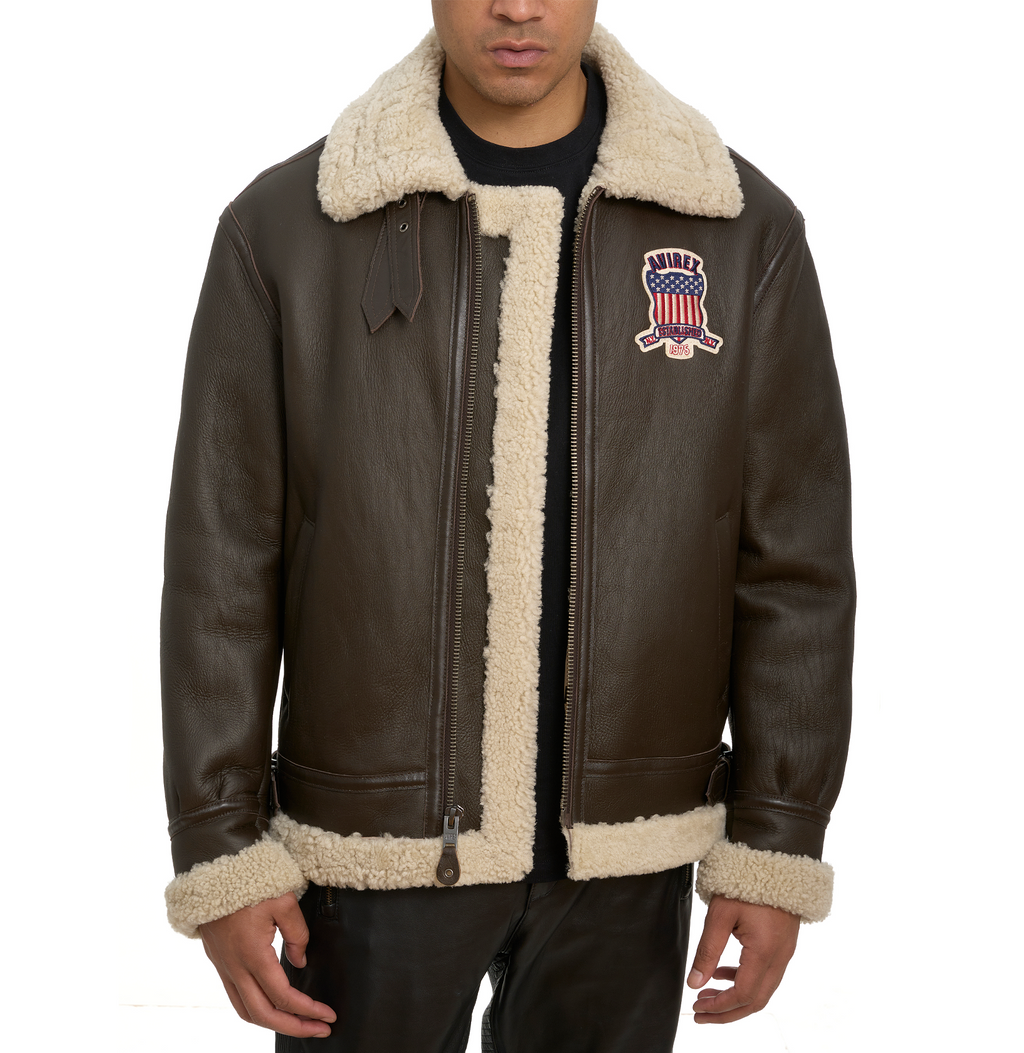 Buy Best Original Winter Avirex B3 Shearling Choclate Leather Jackets For Sale - Endless Racegear