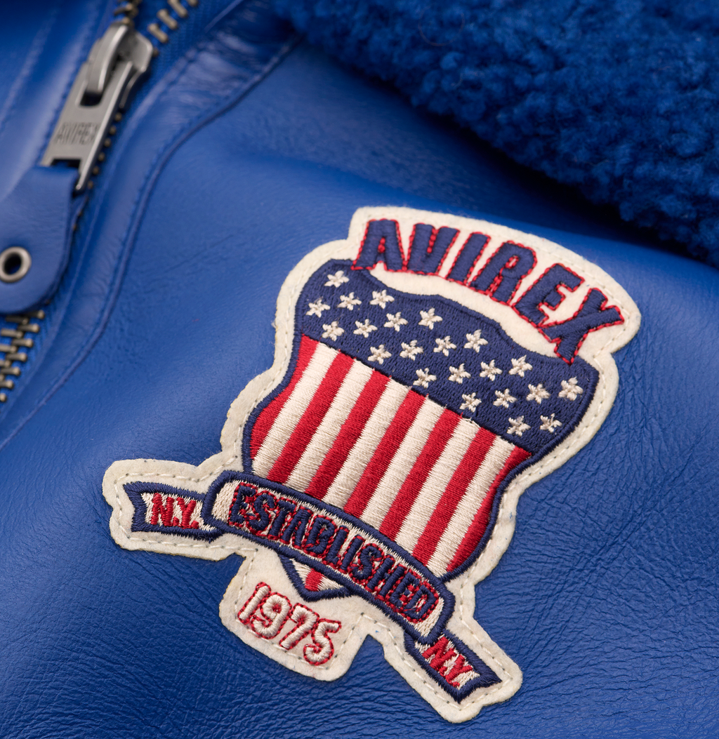 Buy Best Original Winter Avirex B3 Shearling Mazarine Blue Leather Jackets For Sale rfxleatherofficial