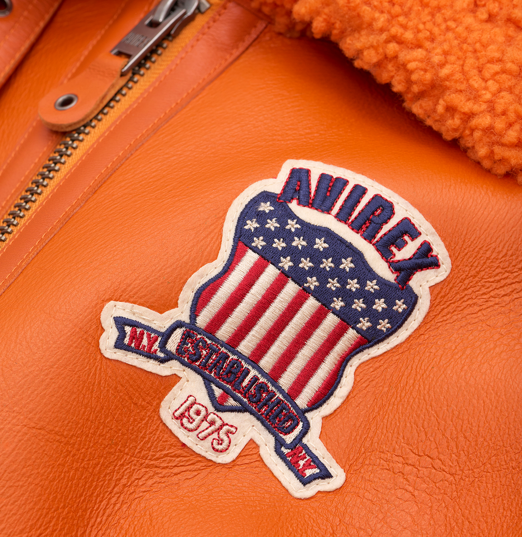 Buy Best Original Winter Avirex B3 Shearling Orange Leather Jackets For Sale rfxleatherofficial