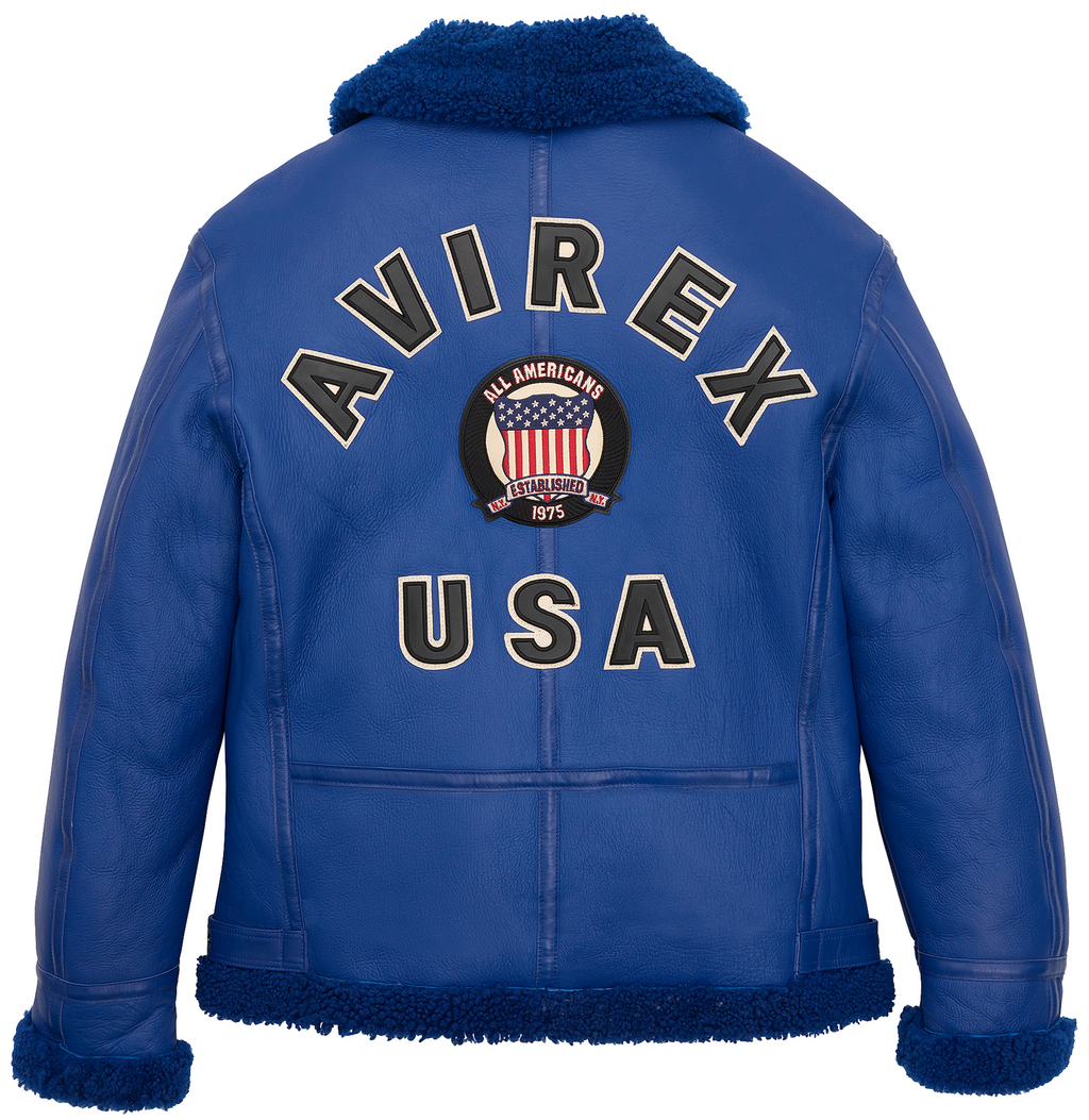 Buy Best Original Winter Avirex B3 Shearling Mazarine Blue Leather Jackets For Sale rfxleatherofficial