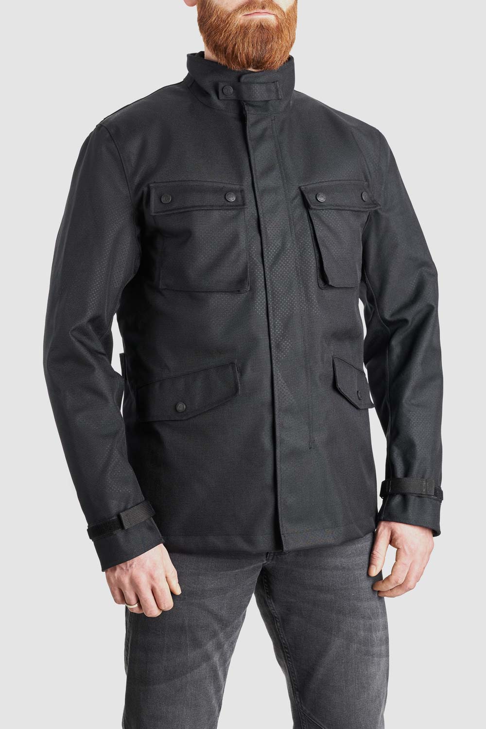 M65 WP JACKET BLACK - Slim-Fit Waterproof Motorcycle Jacket Pando Moto