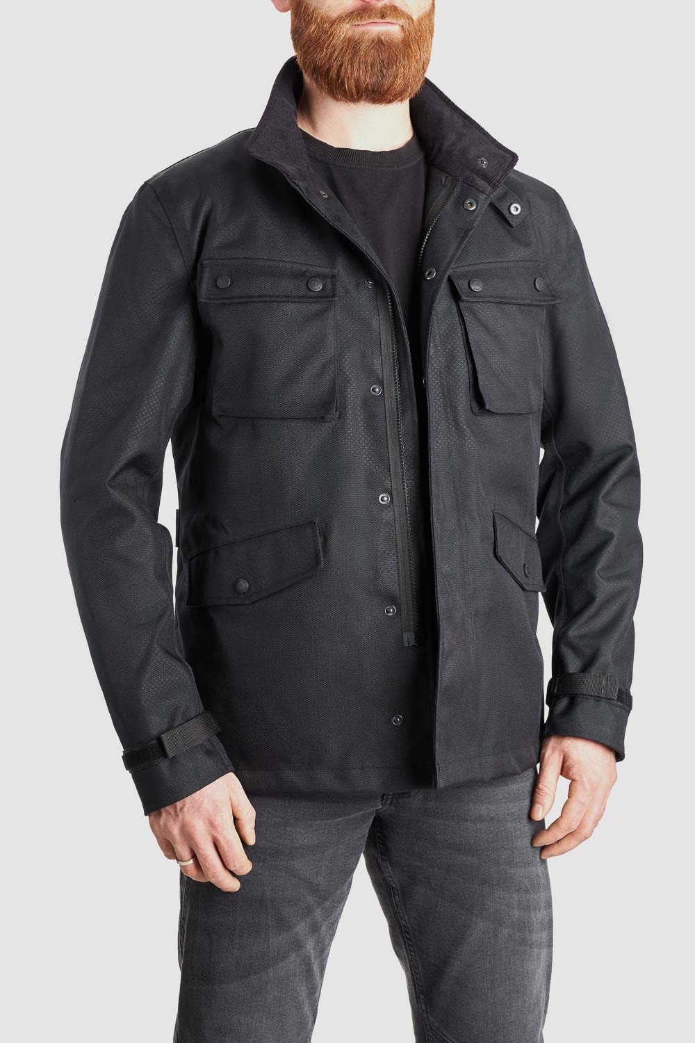 M65 WP JACKET BLACK - Slim-Fit Waterproof Motorcycle Jacket Pando Moto