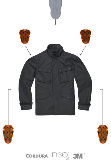 M65 WP JACKET BLACK - Slim-Fit Waterproof Motorcycle Jacket Pando Moto