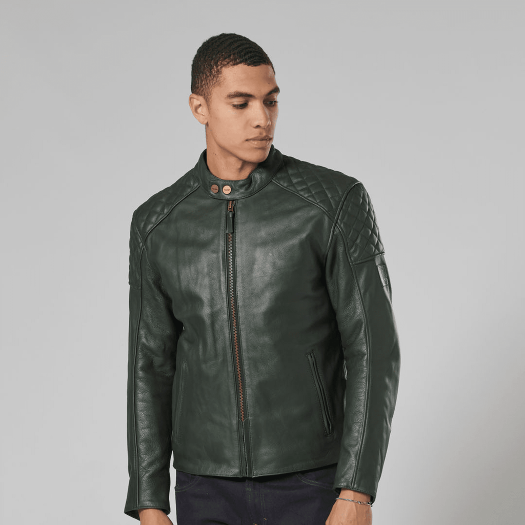 Braddan Green Leather Jacket Triumph
