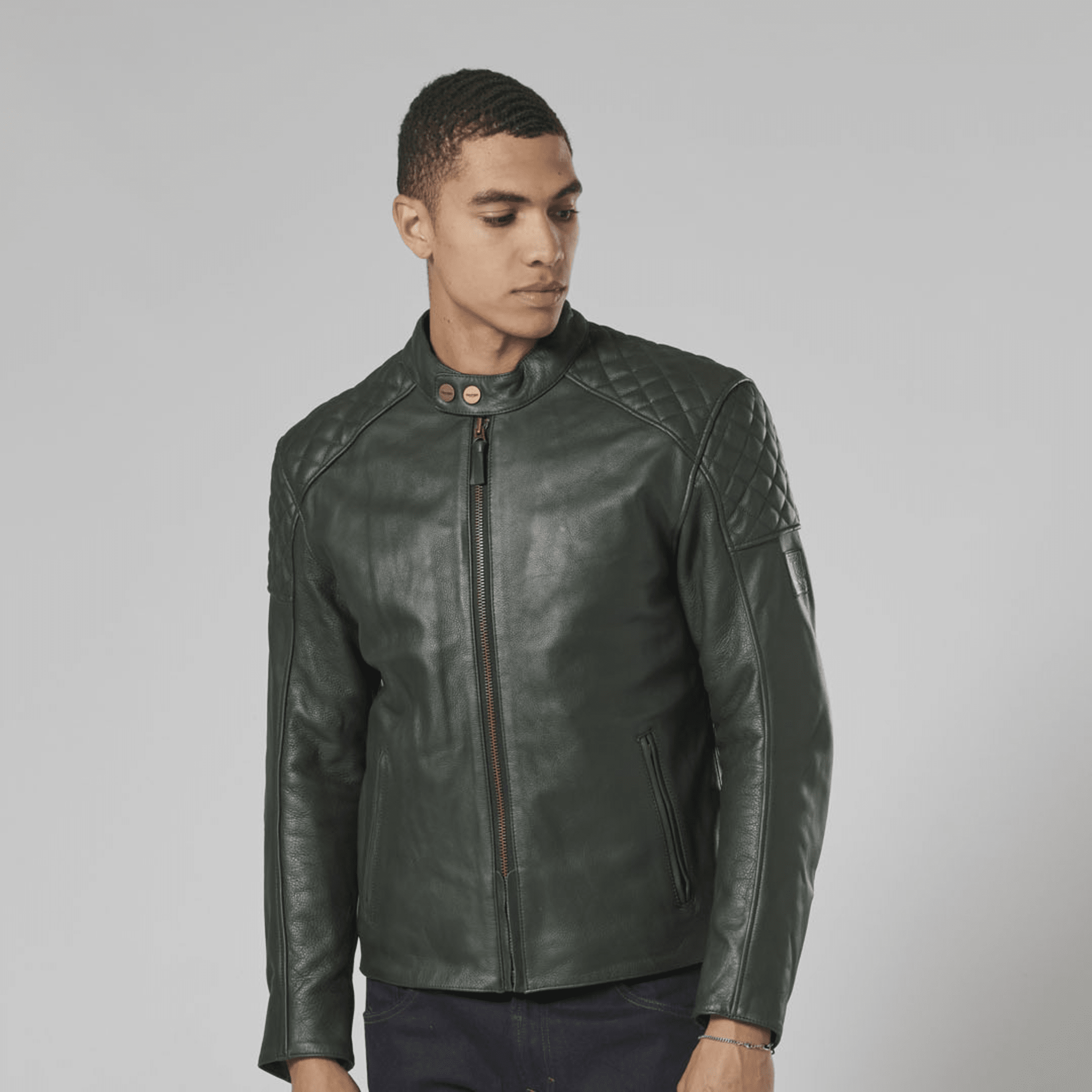 Braddan Green Leather Jacket Triumph