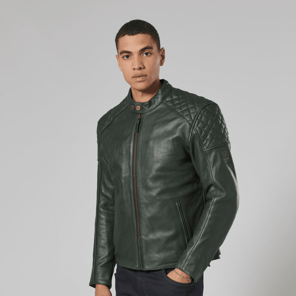 Braddan Green Leather Jacket Triumph