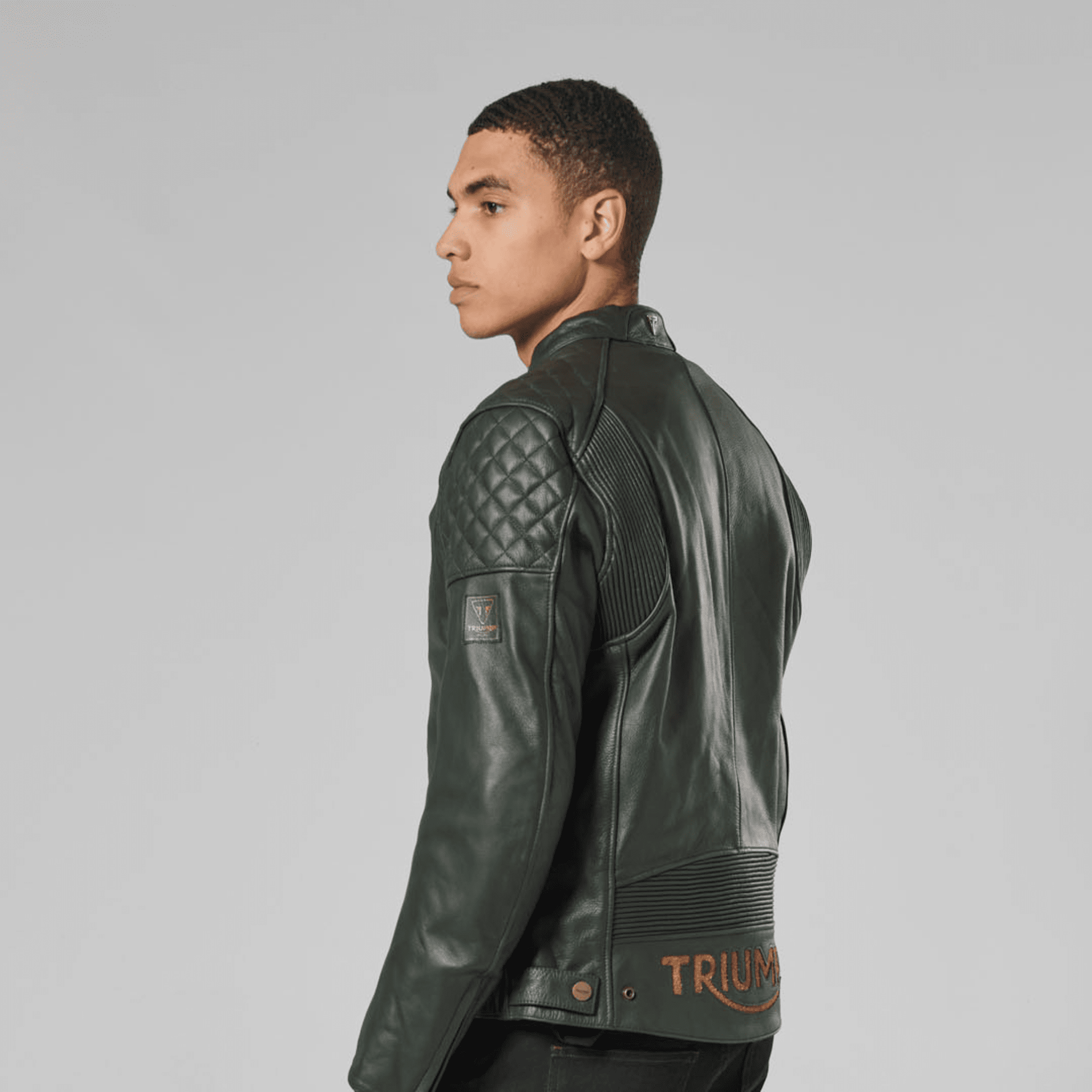 Braddan Green Leather Jacket Triumph