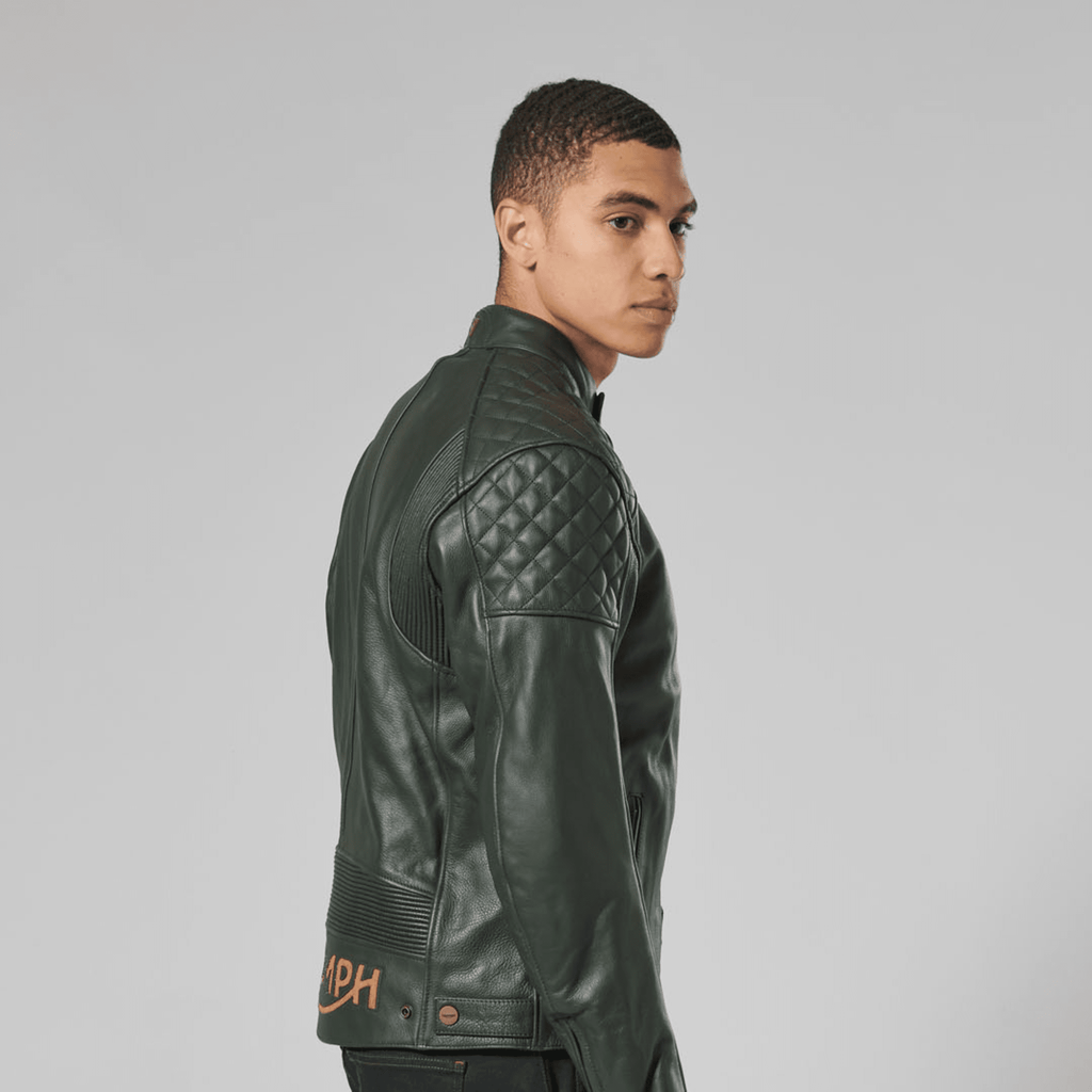 Braddan Green Leather Jacket Triumph