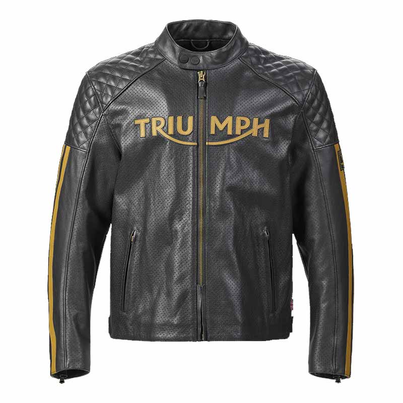 Braddan Black Retro Air Race Leather Jacket Triumph