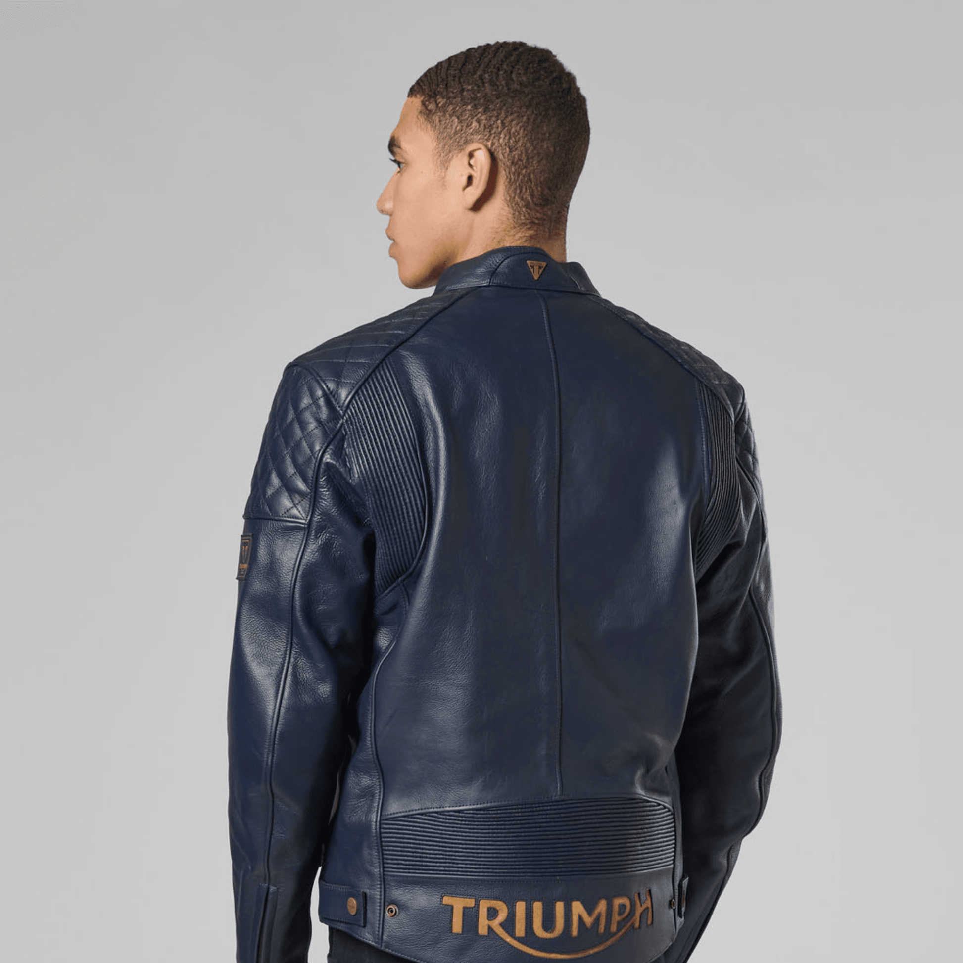 2023 Braddan Blue Leather Jacket Triumph