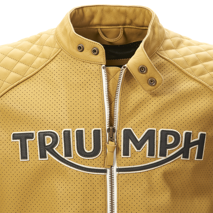 Braddan Gold Retro Air Race Leather Jacket Triumph