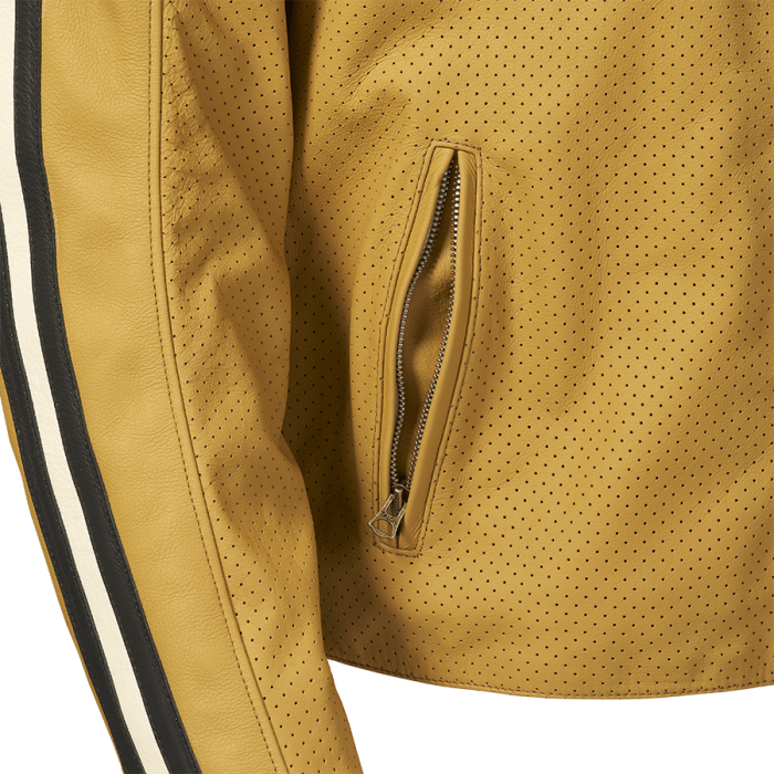 Braddan Gold Retro Air Race Leather Jacket Triumph