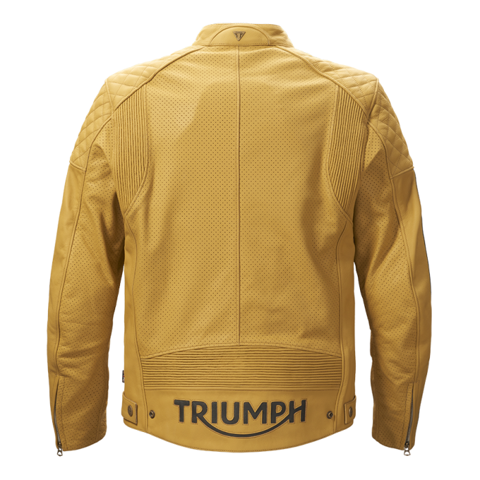 Braddan Gold Retro Air Race Leather Jacket Triumph