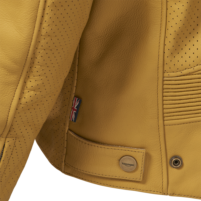Braddan Gold Retro Air Race Leather Jacket Triumph