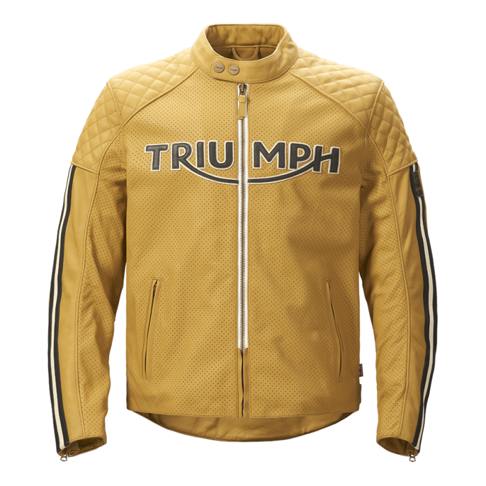 Braddan Gold Retro Air Race Leather Jacket Triumph